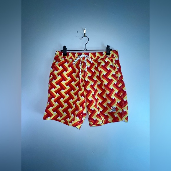Pyscho Bunny by Robert Godley Men’s Small Swim Shorts Orange Wild U563 - Picture 1 of 3